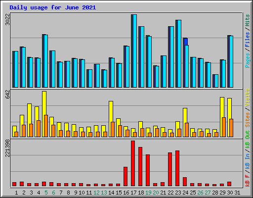 Daily usage for June 2021